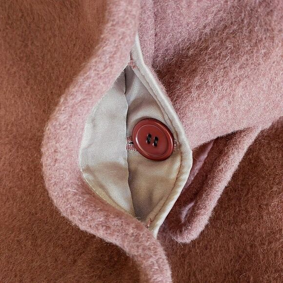 Hilary Radley Pea Coat Womens 14 Dusty Pink Alpaca Wool Blend Hooded Pocket - Picture 4 of 14